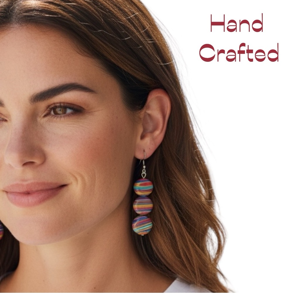 Hand Crafted Multi Colored Bead Earrings NWT Coastal Cowgirl Chic